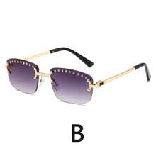 1pc Fashionable Unisex Hip Hop Style Fashion Glasses With Rhinestone Decor, Cut-Edge Frame Party Fashion Glasses For Dancing - Multicolor - View 3