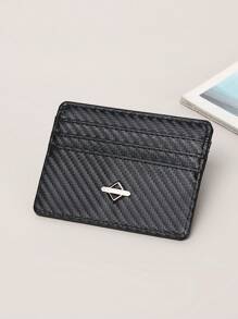 DE LI BI 简约时尚风格 PU 带金属装饰 卡片夹 卡片夹 钱包 名片夹 信用卡夹 男士迷你钱包 卡片钱包 - 黑色 - 查看 2