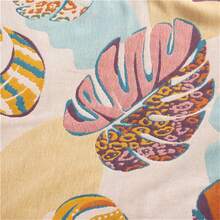 1pc Vintage Flower & Grass Patterned Blanket, Gauze Jacquard Bath Towel, Cute Children's Sofa Blanket 80*160 - Turtle Leaf - View 2