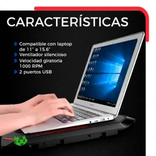 Laptop Cooling Base With 4 Fans USB Ports One Position Portable Cooling Stand Gamer With LED For Notebook Computer - Black - View 5