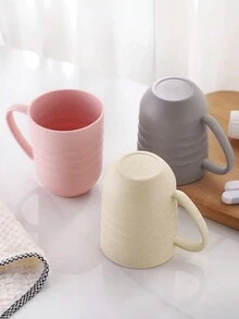 1只帶塑料手柄的條紋馬克杯,加厚漱口杯 - 灰色 - 查看 8