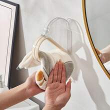 1pc Luxury Bathroom Storage Organizer Rack, Wall-Mounted Coat Hanger, Punch-Free Wall Hanging Clothes Hanger, Storage Artifact For Washing Machine Side - Baby Pink - View 6