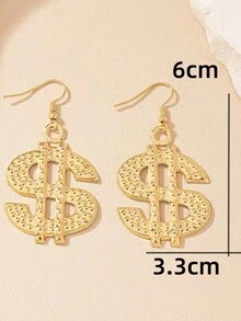 時尚的美金耳環 - 金黃色 - 查看 4