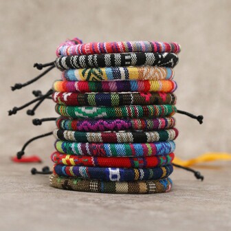 12pcs Bohemian Color Hand Rope Unisex Bracelet