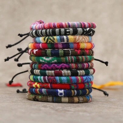 12pcs Bohemian Color Hand Rope Unisex Bracelet
