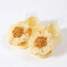 1個花裝飾頭帶和1對可愛船形寶寶防滑步行襪子 - 黃色 - 查看 4