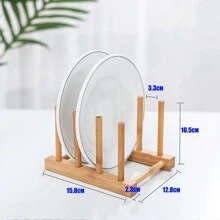 1pc Bamboo Anti-Bacterial & Anti-Mold Creative Draining Rack For Tableware, Bowls And Plates With Tea Display Stand, Kitchen Utensil Storage Organizer, Joint Draining Rack - Yellow - View 2