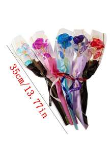 永生玫瑰人造花 24K 金箔玫瑰情人节礼物送女友周年纪念结婚纪念品家居装饰 - 彩紫色 - 查看 2