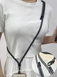 1 Funda Para Teléfono Celular Con Cuerda Gruesa Colgante Y Accesorio De Metal Ajustable Para Llevar Al Cuello, Hombro O Cuerpo Cruzado - Gris Oscuro - Ver 1