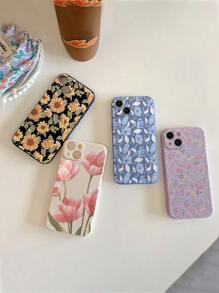 4件套 新品上市 直边防摔加厚手机壳 印花花纹 兼容、三星、小米等手机 防水防震防刮 - 彩色 - 查看 3
