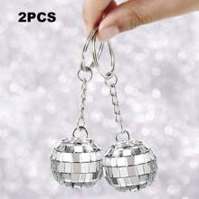2pcs Mini Disco Ball Keychain Cute Shiny Key Chain Ring Bag Backpack Charm Phone Pendant Women Girls Gift Key Chain Charms
