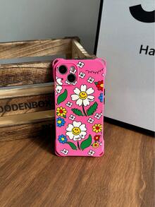 1個帶手帶的微笑白花盒,多功能防震四角掛孔粉紅色手機保護殼,適用於 Iphone 15promax/11/12/13/14/xr/13mini/15plus - 彩色 - 查看 6