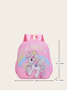 1 pezzo Zaino mini carino a tema cartone animato, zaino scuola con design adorabile a unicorno, zaino colore arcobaleno, zaino cartone animato kawaii, borsa a spalla per ragazze, zaino - Rosa - Visualizzare 4