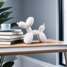 1個歐式卡通氣球狗樹脂手工藝品裝飾,適用於家居客廳臥室、生日禮物 - 白色 - 查看 4