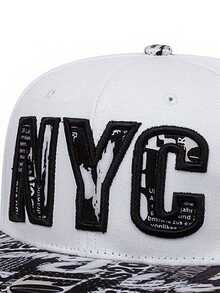 1件男式nyc字母刺繡鴨舌帽,kpop風格棒球帽,適用於春季配件的戶外可調節運動帽 - 白色 - 查看 3
