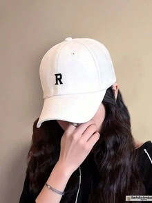 2入組中性固色棒球帽,刺繡字母'r',適合日常穿著,也是愛人情人節禮物的絕佳選擇 - 彩色 - 查看 3