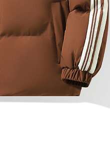 男裝條紋束口加厚運動外套，配編織帶，多用途 - 咖啡棕 - 查看 5