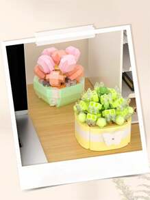 1入組迷你積木永生植物盆栽拼圖植物家居桌面裝飾,聖誕禮物 - 多肉-半夏時光 (255PCS) - 查看 6