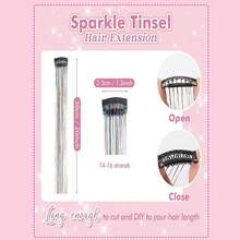 20Inch Clip In Hair Tinsel Extensions Hair Tinsel, 6pcs Highlights For Hair Each Pack Multi-Colors Synthetic Hair Extensions For Party, Christmas, New Year, Halloween, Cosplay - Multicolor - View 4