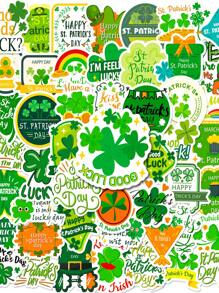 50入組聖派屈克節綠色幸運葉子防水裝飾貼紙,聖派屈克節綠色幸運葉子祝福貼紙,適用於裝飾家庭、筆記本、電腦、手機、水杯、滑板、辦公室文具、節慶禮物和生日禮物 - 彩色 - 查看 1