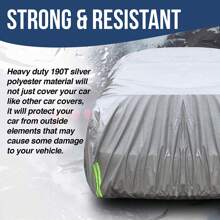 Funda Cubierta Auto 190T Grande 4.85m Anti-sol Polvo Viento Lluvia Con Reflectantes Para Automóvil, Suv - Plateado - Ver 6