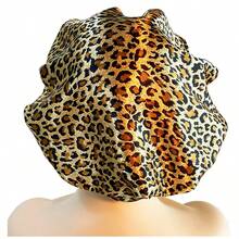 1pc Double-Layer Waterproof Leopard Printed Cap With Elastic Edge, Multi-Functional For Men And Women - Yellow - View 2
