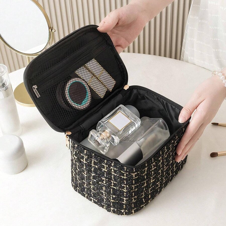1 件化妝品收納袋,多功能洗漱包,適用於化妝和美容工具 - 黑色 - 查看 1