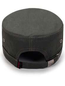 單色男士秋冬平頂帽，適用於戶外旅行大頭部或軍事帽1入 - 黑色 - 查看 8