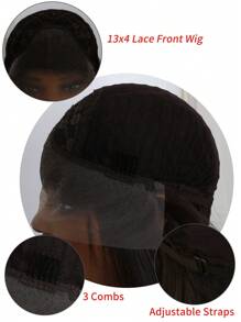 自然柔軟的13*4合成蕾絲前髮片,棕色自由部分,180%濃度無膠蕾絲假髮,預拉自然髮際線,適合女性日常深層蕾絲假髮24英寸 - 棕色 - 查看 5