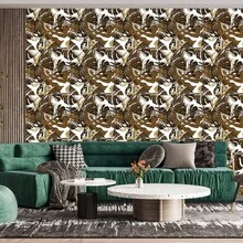 歐美風格印花無紡布壁紙,適用於客廳、臥室和特色牆面,非自粘式 - 卡其色 - 查看 6