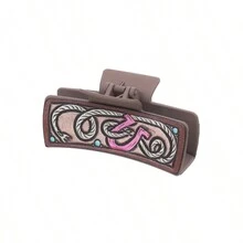 Western Style Cactus & Sunflower & Letter Pattern Hair Clip For Women, Hair Claw - Letter U - View 3