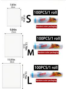 100入組透明食物裝備儲存袋,可重複使用的真空食品儲存袋,適用於家庭廚房冰箱 - 無色 - 查看 2