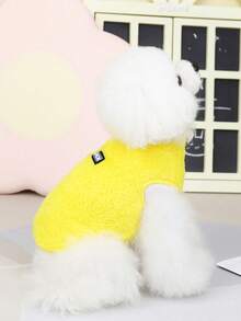 1件寵物純色絨毛連帽衫,貓狗連身衣,針對泰迪狗、貓等小型至中型寵物,柔軟舒適保暖 - 藍色 - 查看 3