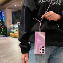 Purple Anti-Fall Gold Sand Marble Texture Crossbody Hanging Rope Tpu Soft Phone Case, Compatible With Apple Iphone, Samsung, Xiaomi, Oppo And Other Phone Models - Purple - View 3