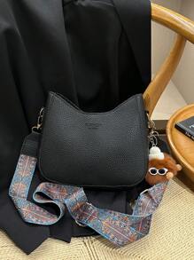 Nuevo Estilo Bolsa De Cubo De Agua De Gran Capacidad Para Mujer Con Cierre De Cremallera, Bolsa De Hombro, Material De Pu, Con Decoración De Accesorios - Negro - Ver 3