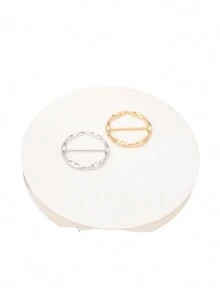 時尚韓國風絲巾夾,適合配搭t恤,襯衫或裙子的裝飾配件 - 金色 - 查看 10