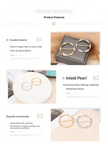 時尚韓國風絲巾夾,適合配搭t恤,襯衫或裙子的裝飾配件 - 金色 - 查看 6