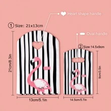 Set de 45 bolsitas de plástico pequeñas con raya negra y diseño de flamenco en el asa, para tienda de joyería, empaques para regalos de fiesta