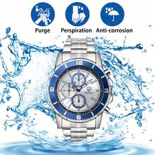 時尚男士手錶,休閒商務防水運動石英手錶,具有夜光功能 - 藍色 - 查看 3