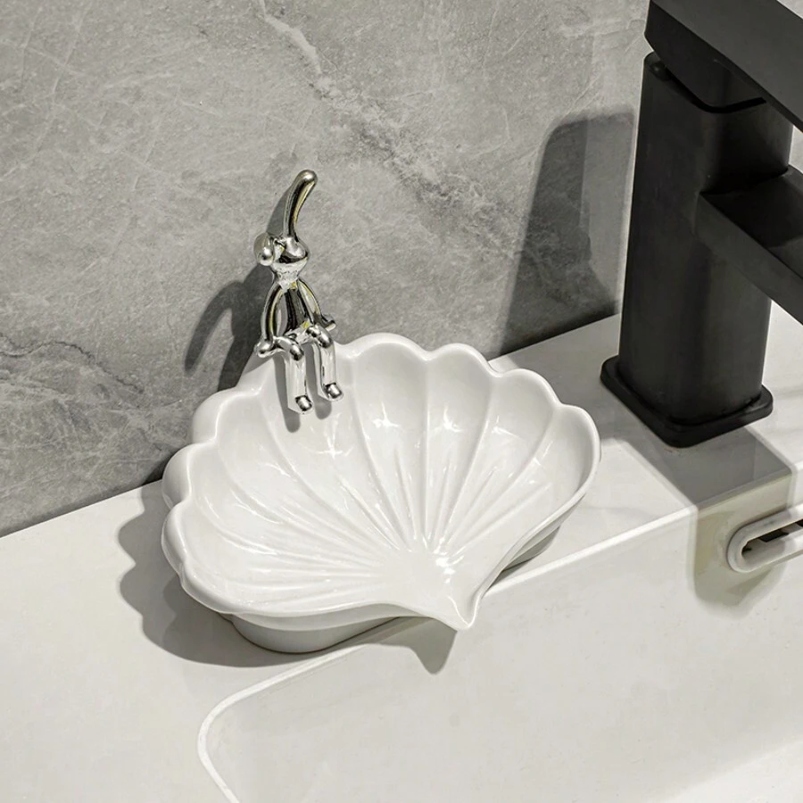 1pc New Arrival Luxury Cream-Colored Seashell Soap Dish With Drainage ...
