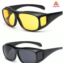 Gafas de conducción nocturna para coche, lentes de sol con visión nocturna para Conductor, protección UV , Lentes de sol polarizados que se ajustan sobre lentes graduados, 100% protección UV para hombres y mujeres - Negro - Ver 3
