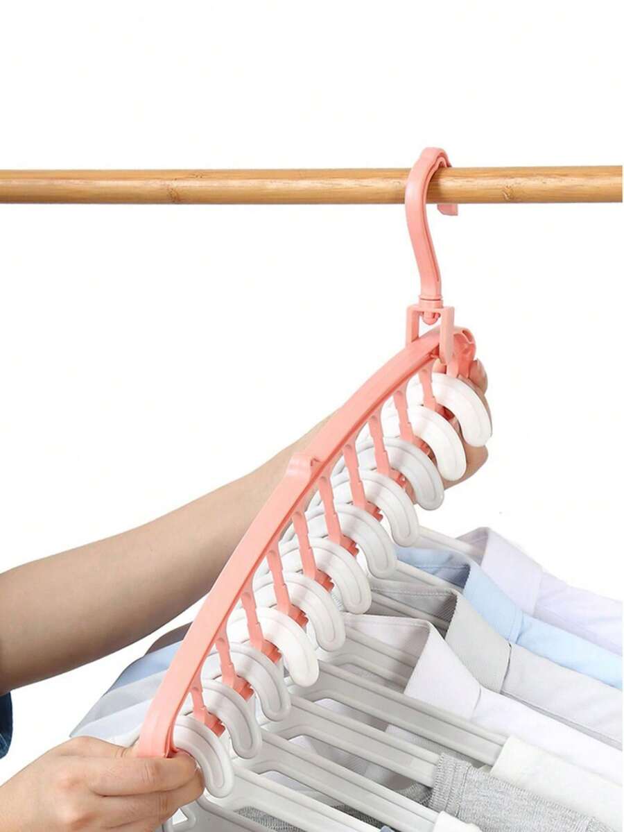 1pc The Ultimate Foldable Hanger Stackers For Closet Organization And Storage, Magic Space Saving Clothes Organizer - Pink - View 1