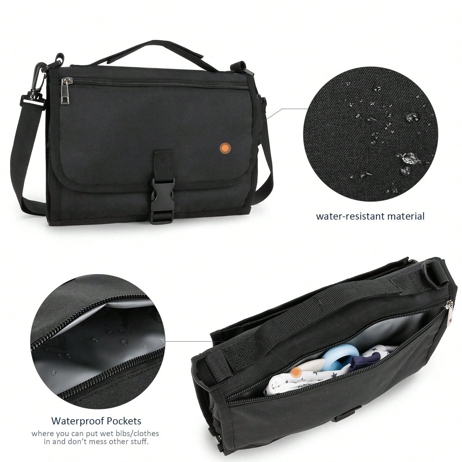Portable Baby Changing Pad For Outdoor Travel With Shoulder Strap, Wet