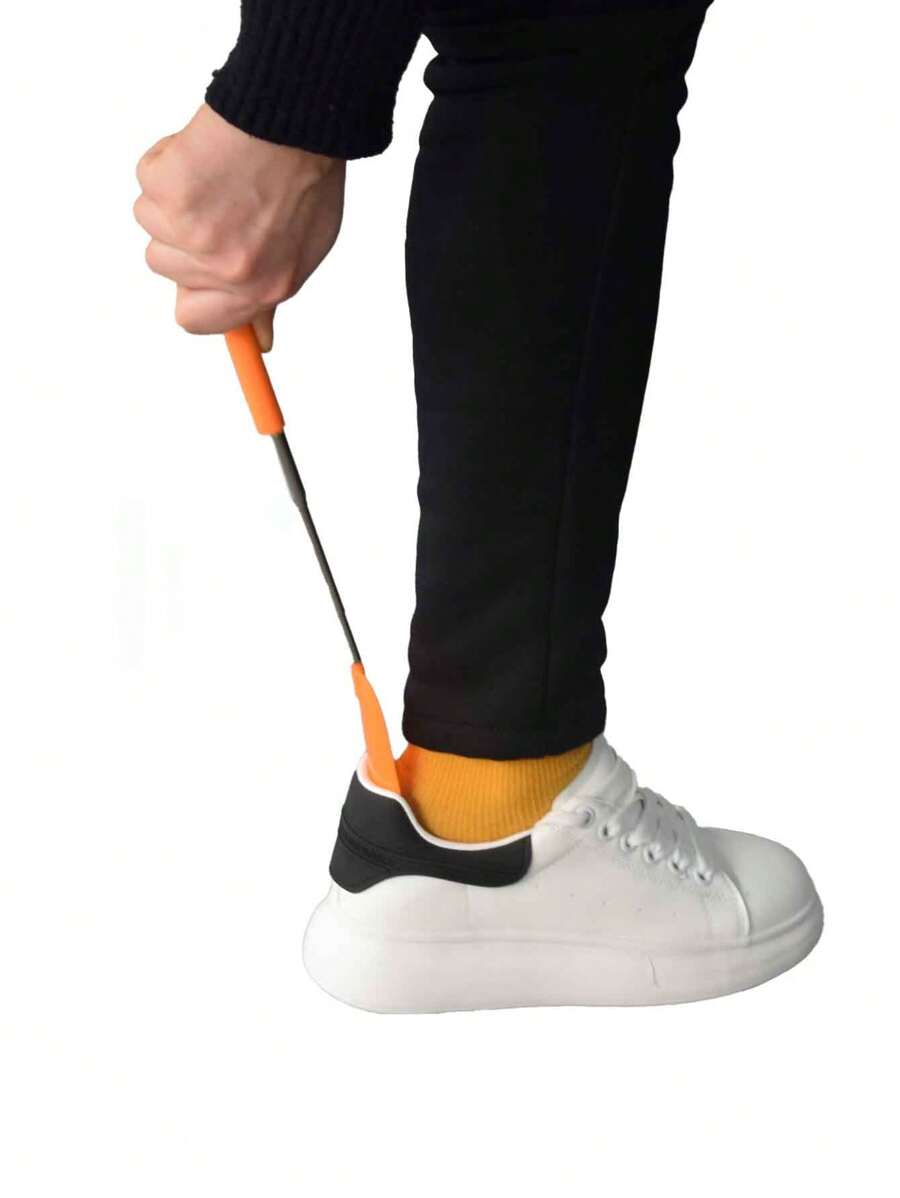1pc Orange 28 Inches Extendable Plastic Shoehorn With Super Long Handle, Suitable For Elderly Men And Women - one-size - View 1