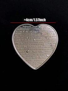 印有多種語言“我愛你”的心形玫瑰紀念幣,是生日派對或表白的理想禮物 - 銀色 - 查看 6