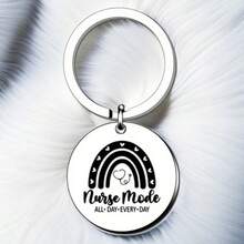 1pc Unisex Nurse Round Stainless Steel Keychain Gifts For Nurses Practitioner Medical Assistants Appreciation Keyring Nursing Student Birthday Graduation Nurse's Day Gift - Bronze - View 6