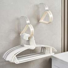 1pc Luxury Bathroom Storage Organizer Rack, Wall-Mounted Coat Hanger, Punch-Free Wall Hanging Clothes Hanger, Storage Artifact For Washing Machine Side - Baby Pink - View 5