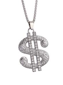 1 Stück 2025 Neue Europäische und Amerikanische Mode übertriebene Dollar Anhänger Halskette, Hip-Hop Edelstahl Pullover Kette Schmuck, großer Strass Geld dekorativer Anhänger Halskette, Herren Alltagskleidung Geburtstagsgeschenk