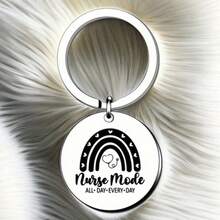 1pc Unisex Nurse Round Stainless Steel Keychain Gifts For Nurses Practitioner Medical Assistants Appreciation Keyring Nursing Student Birthday Graduation Nurse's Day Gift - Bronze - View 4