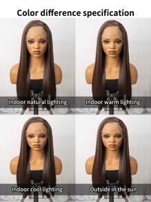 自然柔軟的13*4合成蕾絲前髮片,棕色自由部分,180%濃度無膠蕾絲假髮,預拉自然髮際線,適合女性日常深層蕾絲假髮24英寸 - 棕色 - 查看 6